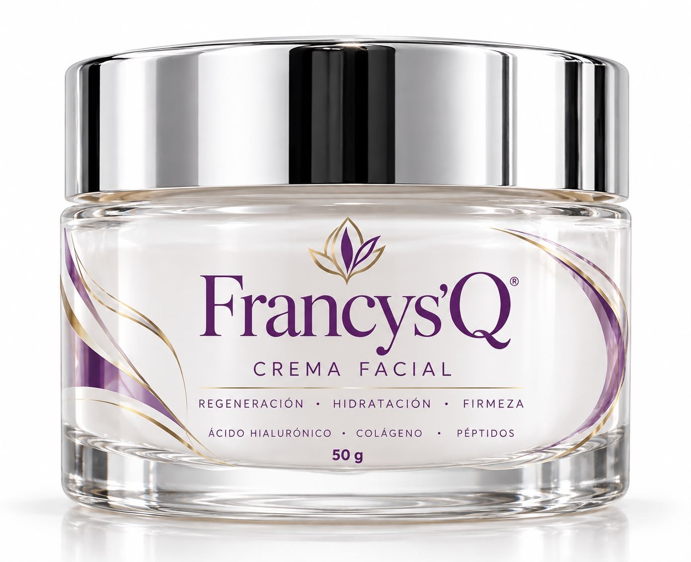 Frasco de crema facial Francys'Q de 50 g con tapa plateada
